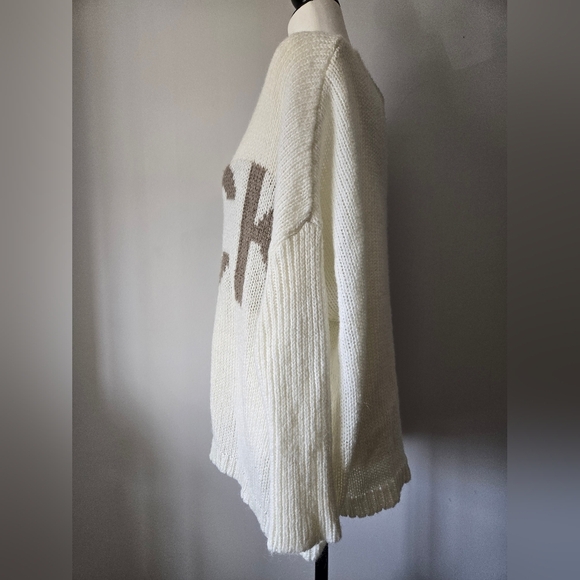 CEZELE "ROCK" Cream Wool Blend Knit Realxed Fit V Neck Sweater. Size Medium - Picture 5 of 14